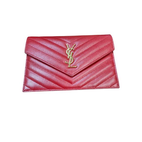 Saint Laurent 2018 Cassandre Wallet on Chain Red w/box - Picture 2 of 15